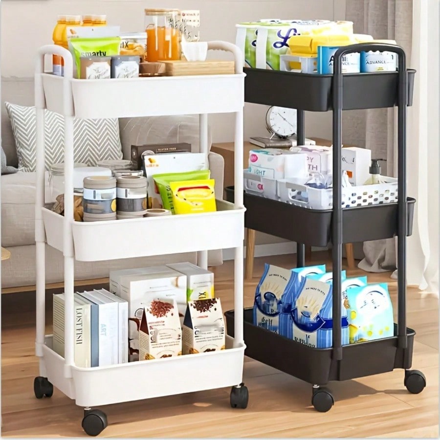 Rolling File Cart - 3-laags rolbaar hulpkarretje met uitneembare lade,