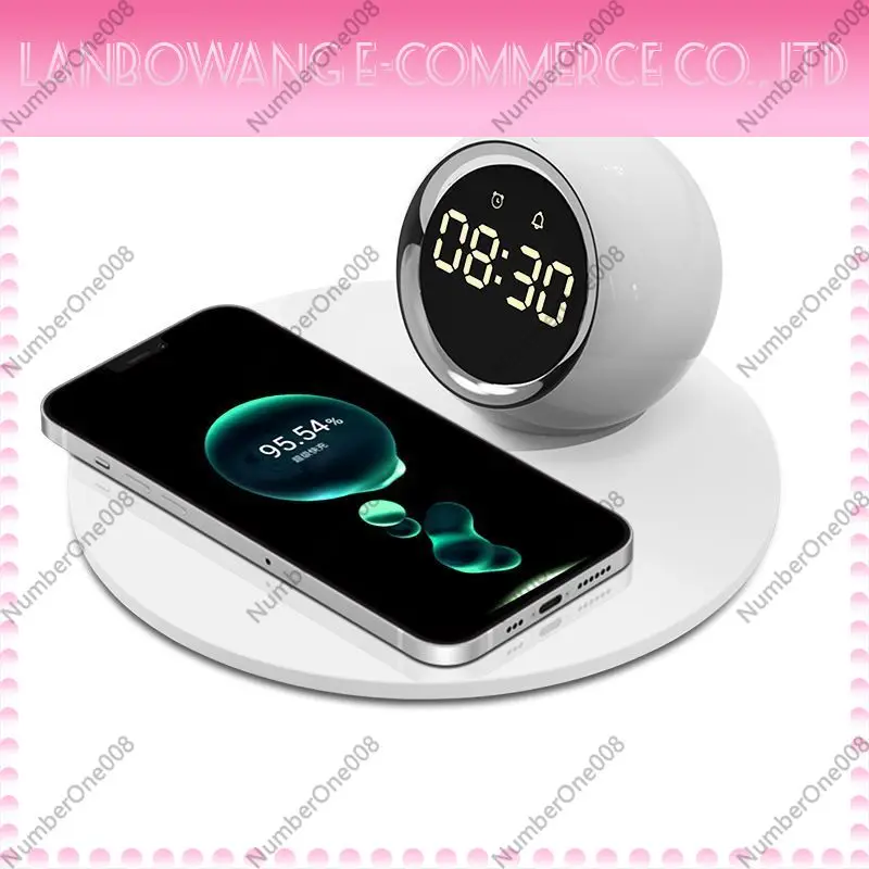 Led Desk Clock - Draadloze oplader nachtlampje, multifunctionele klok Bluetooth-luidspreker,