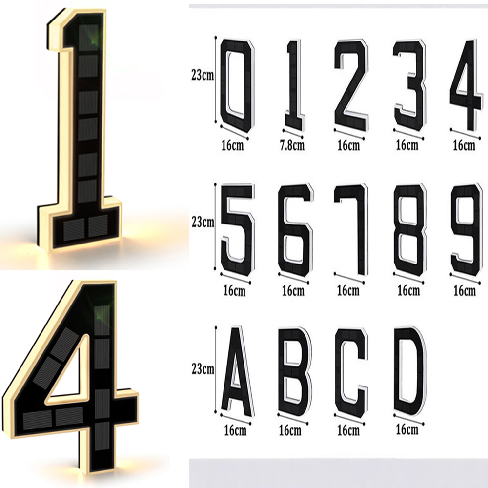Home Office Number - Zonne-aangedreven huisnummerverlichting, huisnummerbord met lichtsensor, modern