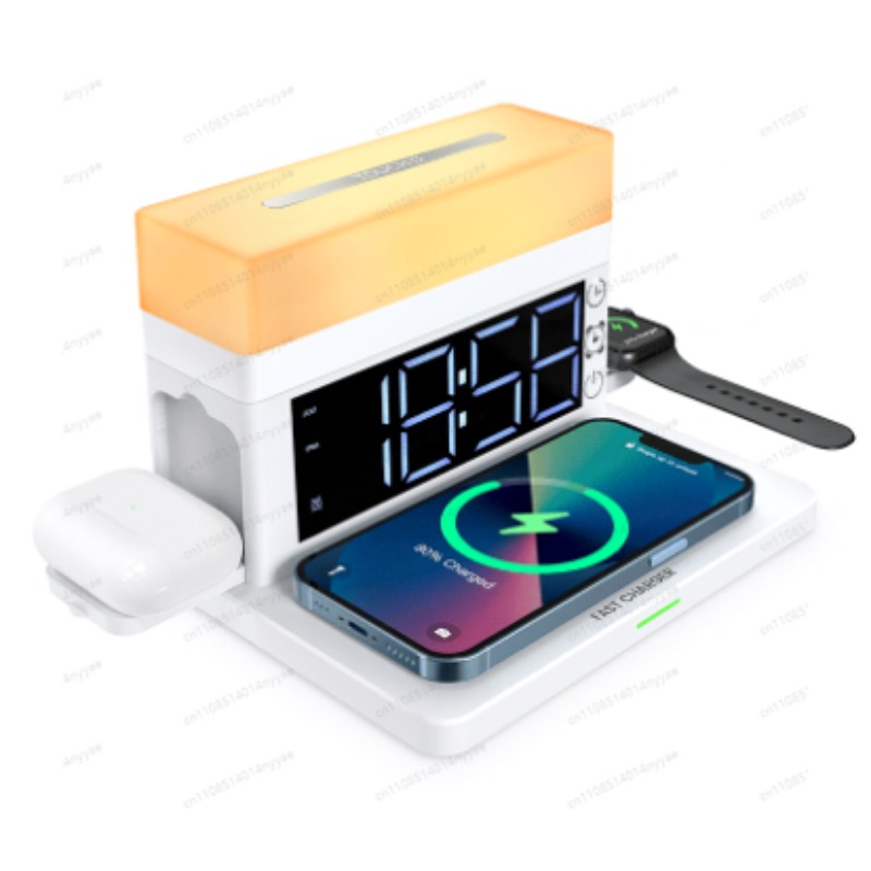 Led Desk Clock - 6-in-1 draadloze oplaad bureaulamp - 15W