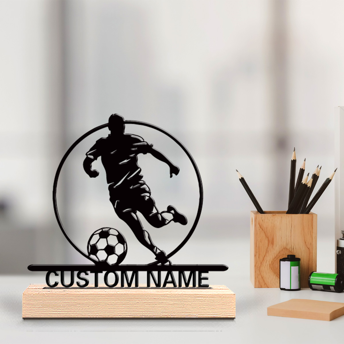 Home Office Hidden Desk - Aangepaste voetbalspeler metalen beeldje met naam,