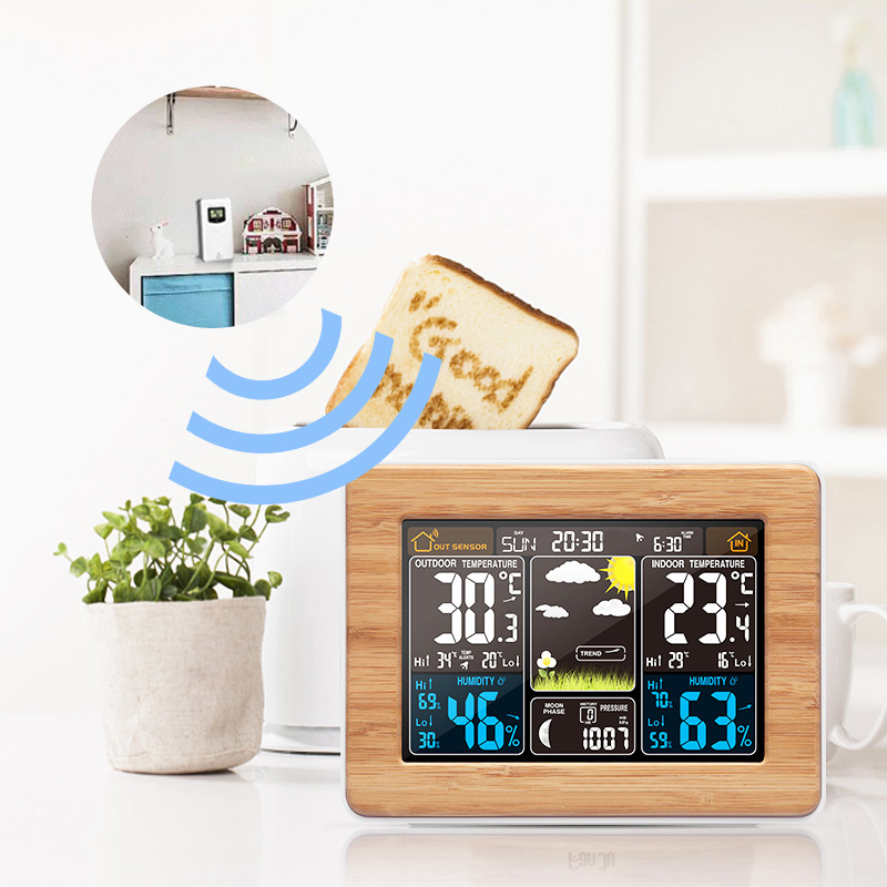 Led Desk Clock - Fanju Wekker Digitale Temperatuur Vochtigheid Draadloze