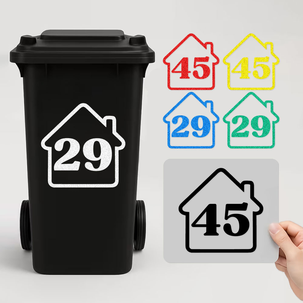 Home Office Number - 3 STKS Aangepaste reflecterende prullenbak huisnummerstickers