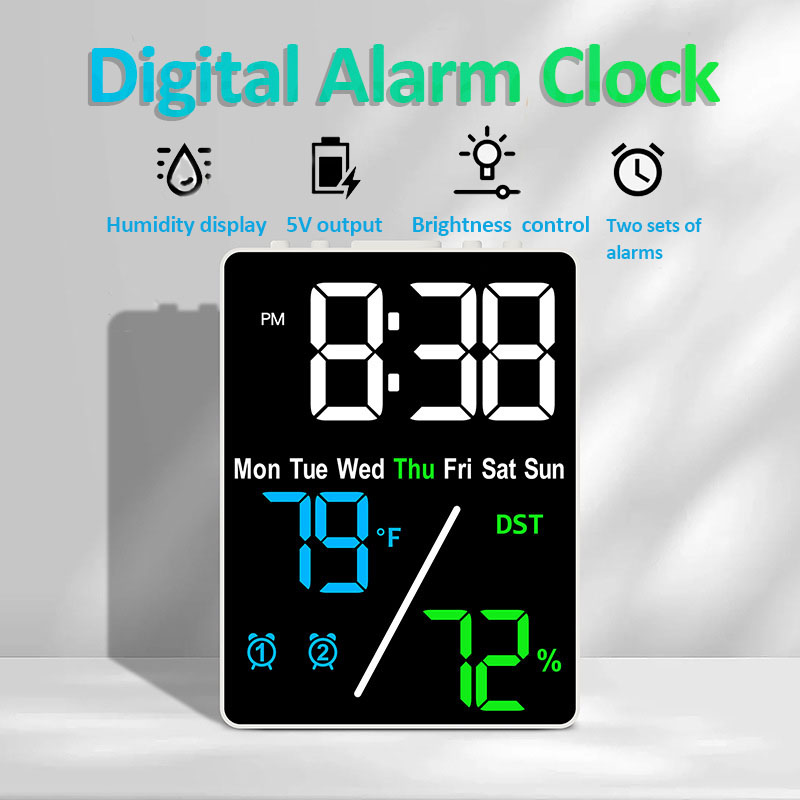 Led Desk Clock - Multifunctionele digitale wekker met groot scherm