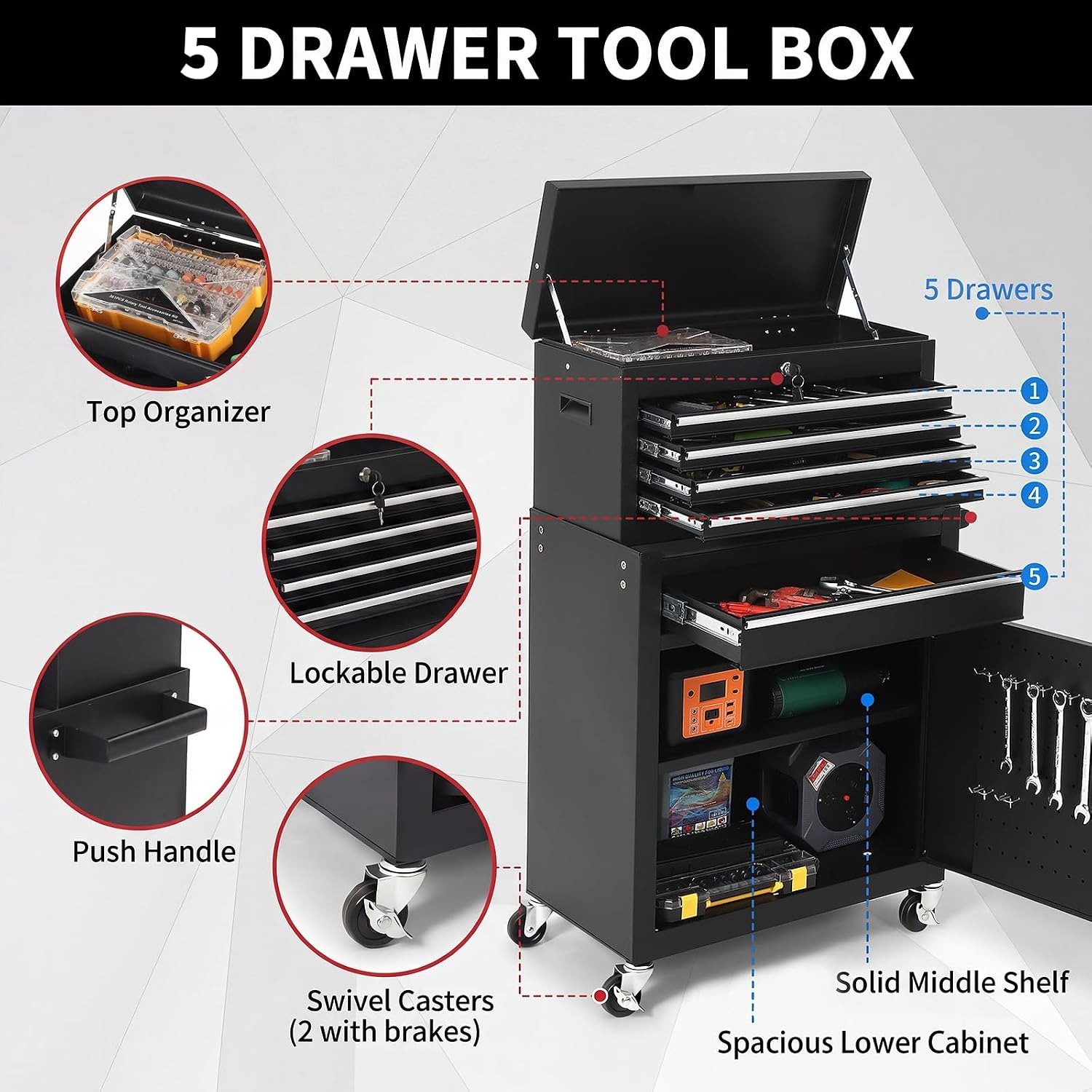 5-laden rolbare gereedschapska - Rolling File Cart recensie en prijs