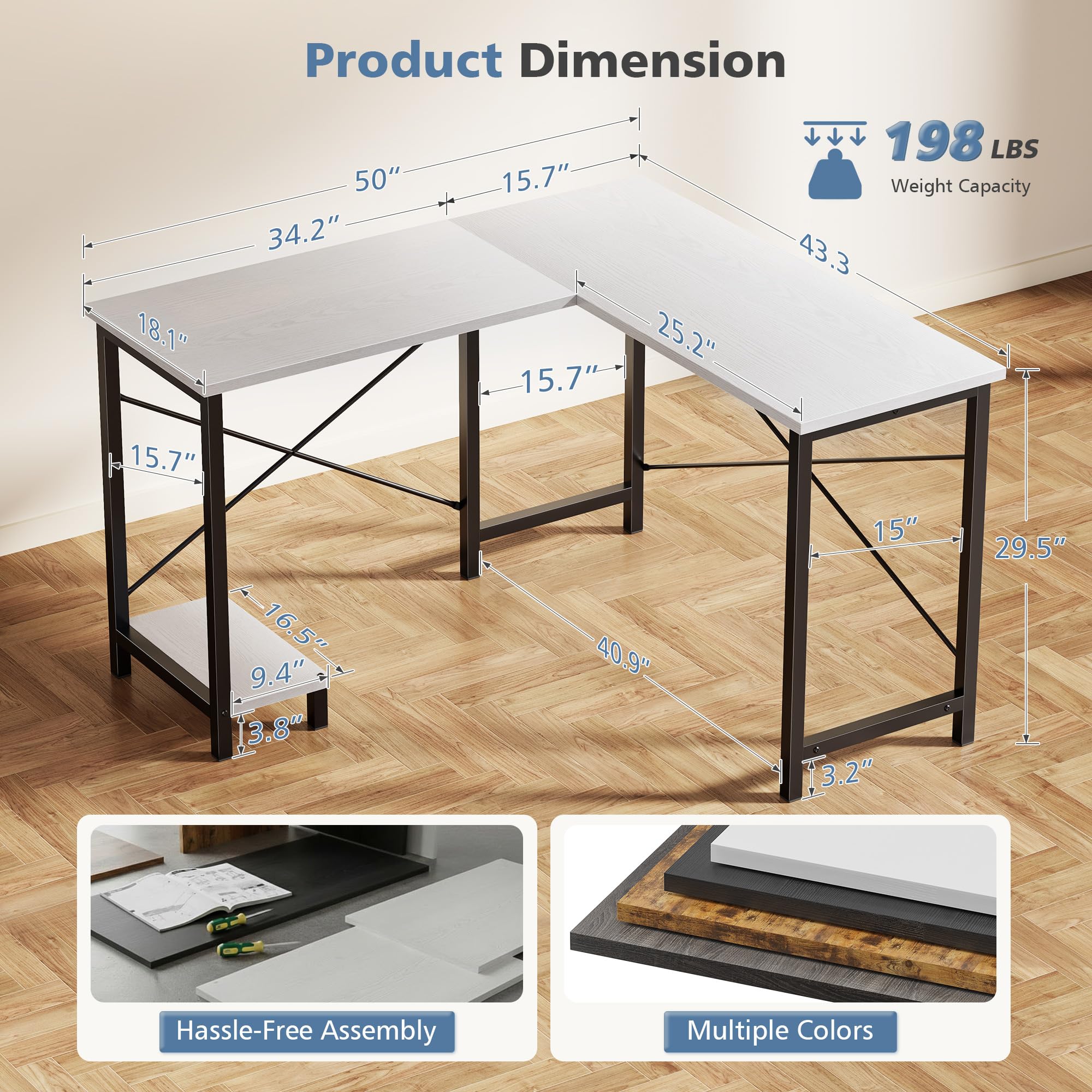 JHK 50 Inch L-vormig bureau co - Home Office Work Table recensie en prijs
