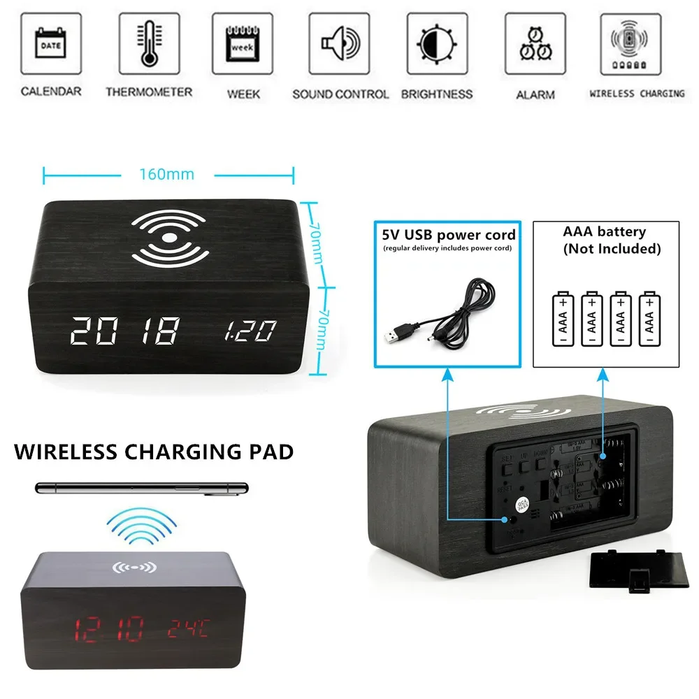 Wekker LED digitaal houten USB - Led Desk Clock recensie en prijs